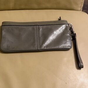 Coach Metallic Gray Wristlet